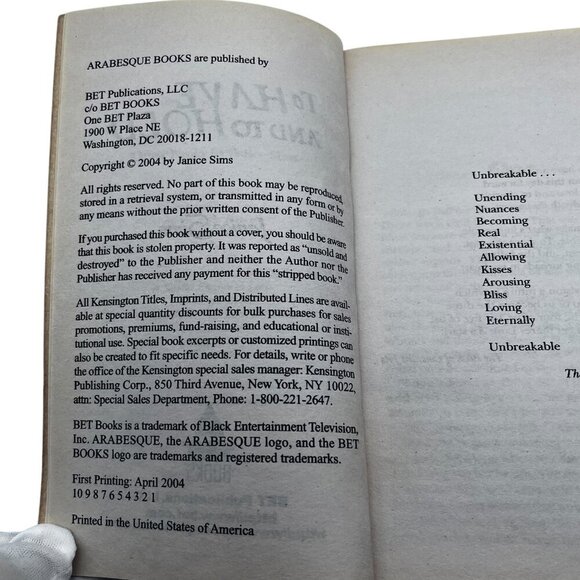 To Have And To Hold By Janice Sims 2004 Paperback Romance Novel - Picture 3 of 12